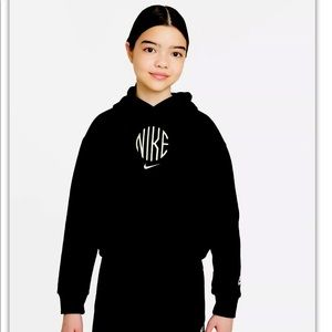 New w/Tags Nike Big Kids' (Girls') French Terry Hoodie Small S BLACK $50 SRP
